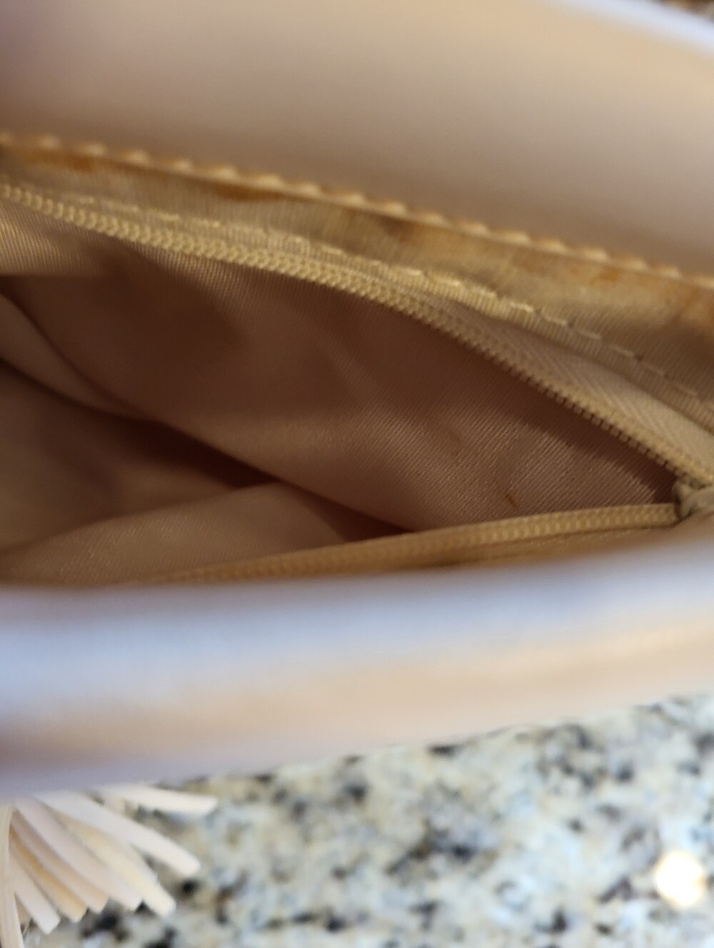 Bueno 10x7 White Cream Woven Faux Leather Shoulder Bag with Gold Chain Strap - Picture 5 of 13